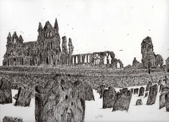 Whitby Abbey, 2007, (bläck på papper)